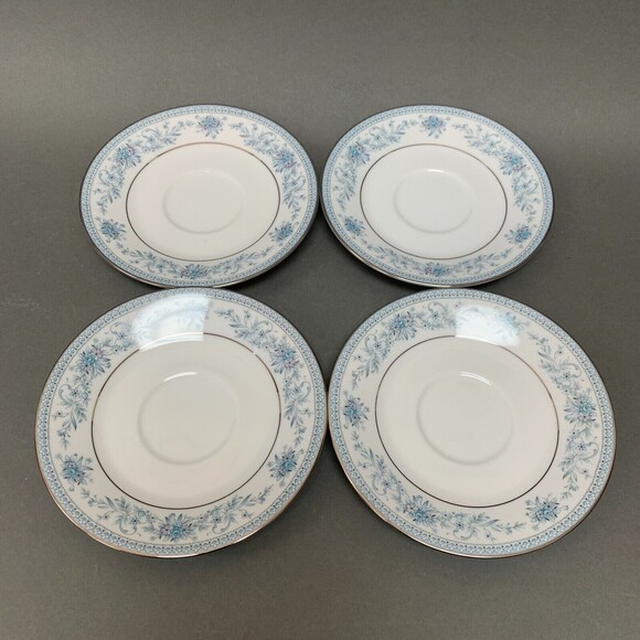 Noritake Blue Hill 2482 Saucers Plates Blue White Platinum Trim Lot of 4 - Picture 2 of 8